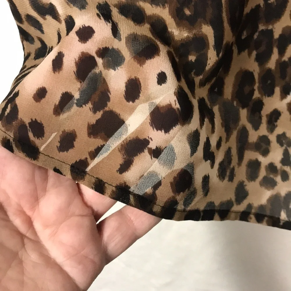 FOREVER 21 Women’s Sheer Blouse Top in Animal Print Dolman Sleeves Flowy Size S